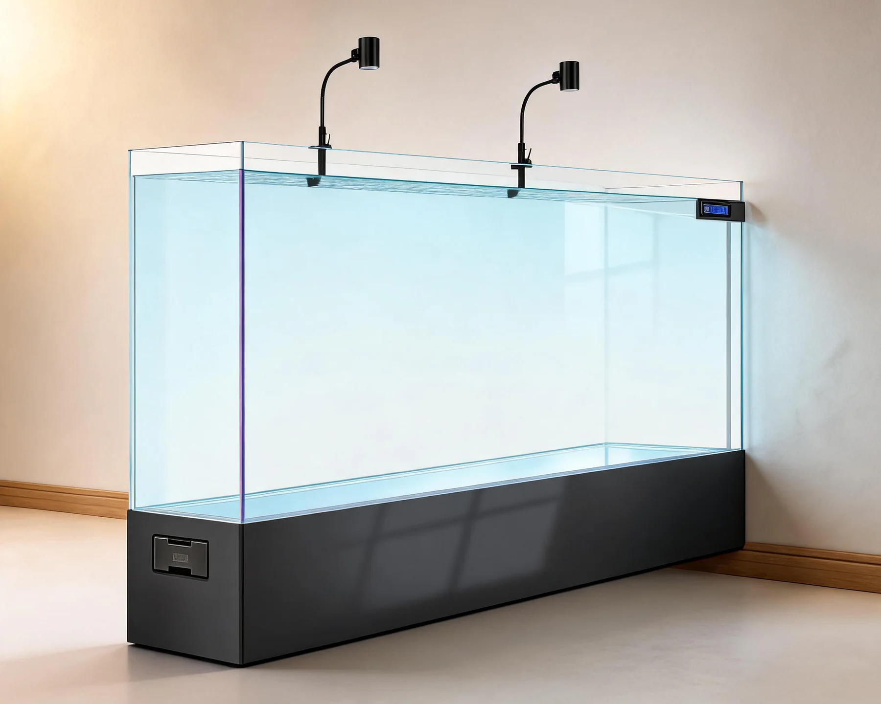 Precision low-reflection glass aquarium with clear polished edges