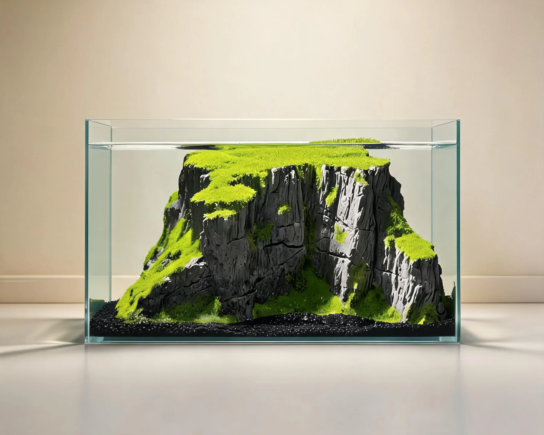 Low-reflection glass aquascape aquarium with artificial plants and polished edges 2