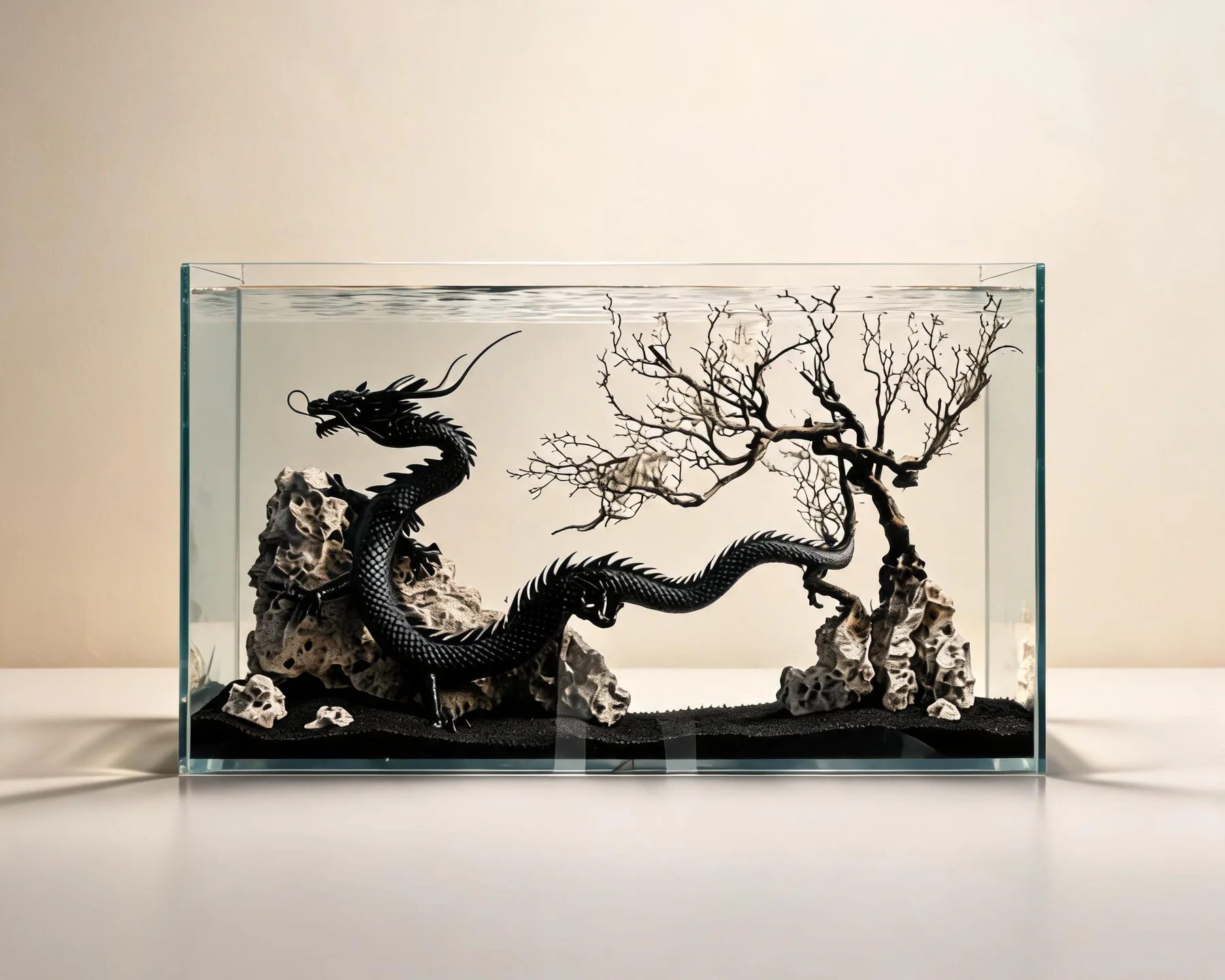 Low-reflection glass aquascape aquarium with artificial plants and polished edges 3